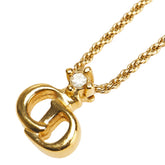 ディオール CDロゴ ストーン ネックレス ゴールド メッキ レディース Dior 【中古】