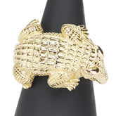 K18YG イエローゴールド ダイヤ0.08ct ワニ アリゲーター モチーフ リング 指輪 レディース 15.5号 【中古】