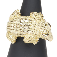 K18YG イエローゴールド ダイヤ0.08ct ワニ アリゲーター モチーフ リング 指輪 レディース 15.5号 【中古】