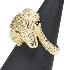 K18YG イエローゴールド ダイヤ0.08ct ワニ アリゲーター モチーフ リング 指輪 レディース 15.5号 【中古】