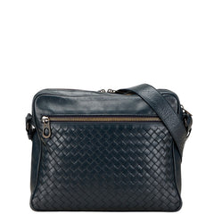 ボッテガヴェネタ イントレチャート 斜め掛け ショルダーバッグ ネイビー レザー レディース BOTTEGAVENETA 【中古】