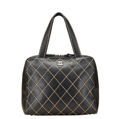 シャネル ワイルドステッチ ココマーク ハンドバッグ ブラック ラムスキン レディース CHANEL 【中古】