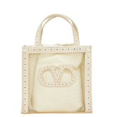 ヴァレンティノ ガラヴァーニ スポーツ Vロゴ ハンドバッグ ホワイト パテントレザー メッシュ レディース VALENTINO 【中古】