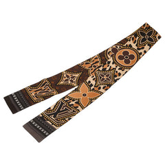 ルイ ヴィトン バンドー LVワールド スカーフ M70853 ブラウン シルク レディース LOUIS VUITTON 【中古】