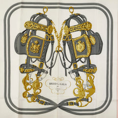 エルメス カレ90 BRIDES de GALA 式典用馬靭 スカーフ ピンク ホワイト マルチカラー シルク レディース HERMES 【中古】