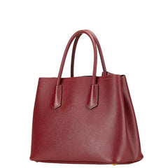 プラダ 三角ロゴプレート ハンドバッグ ショルダーバッグ 2WAY ワインレッド サフィアーノレザー レディース PRADA 【中古】