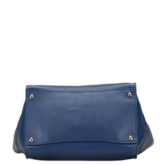 プラダ 三角ロゴプレート ハンドバッグ トートバッグ ブルー レザー レディース PRADA 【中古】