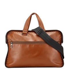 ボッテガヴェネタ イントレチャート ビジネスバッグ ショルダーバッグ ブラウン レザー メンズ BOTTEGAVENETA 【中古】