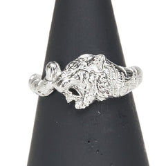 Pt950 プラチナ ダイヤ0.01ct タイガー 虎 モチーフ リング 指輪 レディース 11号 【中古】