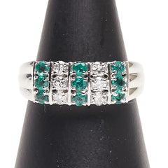Pt900 プラチナ エメラルド1.00ct ダイヤ0.40ct リング 指輪 レディース 17.5号 【中古】