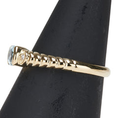 K18YG イエローゴールド アクアマリン ダイヤ0.02ct リング 指輪 レディース 11号 【中古】