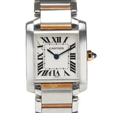 カルティエ タンクフランセーズSM 腕時計 W51007Q4 クオーツ ホワイト文字盤 ステンレススチール イエローゴールド レディース CARTIER 【中古】