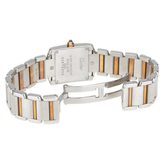 カルティエ タンクフランセーズSM 腕時計 W51007Q4 クオーツ ホワイト文字盤 ステンレススチール イエローゴールド レディース CARTIER 【中古】