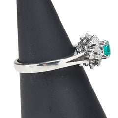 Pt900 プラチナ エメラルド0.34ct ダイヤ0.24ct メレ リング 指輪 レディース 11号 【中古】