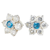 K14WG ホワイトゴールド キュービックジルコニア 花 フラワー モチーフ スタッドピアス レディース 【中古】