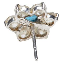 K14WG ホワイトゴールド キュービックジルコニア 花 フラワー モチーフ スタッドピアス レディース 【中古】