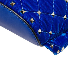 ヴァレンチノ ロックスタッズ ウエストバッグ ブルー ベロア レザー レディース Valentino 【中古】