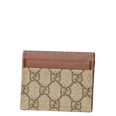 グッチ GGスプリーム カードケース 233166 ベージュ ブラウン PVC レザー レディース GUCCI 【中古】