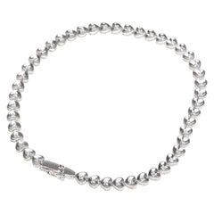 K14WG ホワイトゴールド ダイヤ0.31ct ハート モチーフ テニスチェーン ブレスレット レディース 【中古】