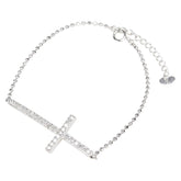 K14WG ホワイトゴールド ダイヤ0.28ct 十字架 クロス モチーフ ブレスレット レディース 【中古】