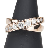 K18PG ピンクゴールド ダイヤ0.60ct クロス リング 指輪 レディース 9.5号 【中古】