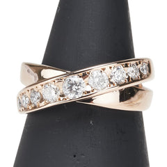 K18PG ピンクゴールド ダイヤ0.60ct クロス リング 指輪 レディース 9.5号 【中古】