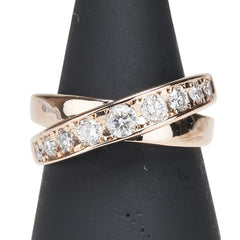 K18PG ピンクゴールド ダイヤ0.60ct クロス リング 指輪 レディース 9.5号 【中古】