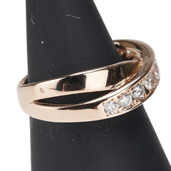 K18PG ピンクゴールド ダイヤ0.60ct クロス リング 指輪 レディース 9.5号 【中古】