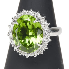 Pt900 プラチナ ペリドット5.48ct ダイヤ0.71ct リング 指輪 レディース 12号 【中古】