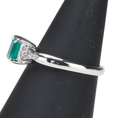 Pt900 プラチナ エメラルド0.61ct ダイヤ0.08ct リング 指輪 レディース 11.5号 【中古】