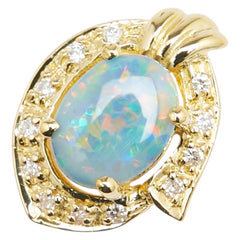 ノーブランド K18YG イエローゴールド ブラックオパール ダイヤ ペンダントトップ レディース no brand 【中古】