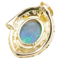 ノーブランド K18YG イエローゴールド ブラックオパール ダイヤ ペンダントトップ レディース no brand 【中古】