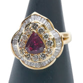 K18YG イエローゴールド ルビー ダイヤ リング 指輪 レディース 12.5号 【中古】