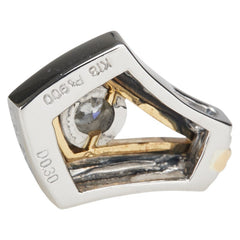 Pt900 プラチナ K18YG イエローゴールド コンビ ダイヤ0.30ct ペンダントトップ レディース 【中古】