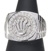 K18WG ホワイトゴールド ダイヤ0.50ct 王冠 リング 指輪 レディース 16号 【中古】