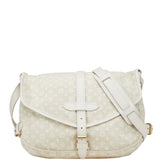 ルイ ヴィトン モノグラム ミニラン ソミュール30 ショルダーバッグ M95314 デュンヌ ホワイト キャンバス レザー レディース LOUIS VUITTON 【中古】