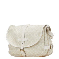 ルイ ヴィトン モノグラム ミニラン ソミュール30 ショルダーバッグ M95314 デュンヌ ホワイト キャンバス レザー レディース LOUIS VUITTON 【中古】