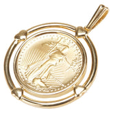 K18YG イエローゴールド K22 ゴールド アメリカ ダブルイーグル 5ドル金貨 ペンダントトップ レディース 【中古】
