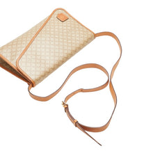 セリーヌ マカダム ショルダーバッグ ベージュ ブラウン PVC レザー レディース CELINE 【中古】