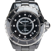 シャネル J12 12Pダイヤ 腕時計 H1626 自動巻き ブラック文字盤 ステンレススチール セラミック メンズ CHANEL 【中古】