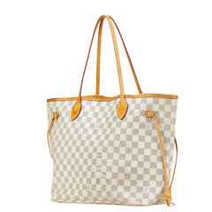 ルイ ヴィトン ダミエ アズール ネヴァーフルMM トートバッグ ワンショルダーバッグ N51107 ホワイト アイボリー PVC レザー レディース LOUIS VUITTON 【中古】