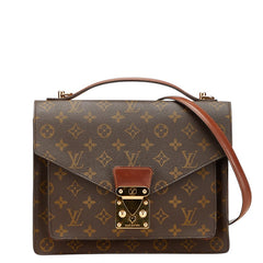 ルイ ヴィトン モノグラム モンソー28 ハンドバッグ ショルダーバッグ 2WAY M51185 ブラウン PVC レザー レディース LOUIS VUITTON 【中古】