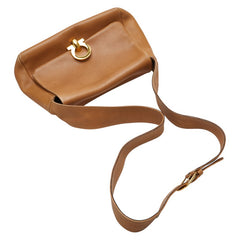 サルヴァトーレフェラガモ ガンチーニ ショルダーバッグ ブラウン レザー レディース Salvatore Ferragamo 【中古】