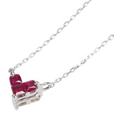 K18WG ホワイトゴールド ルビー0.15ct ダイヤ0.14ct ハート モチーフ ペンダントネックレス レディース 【中古】