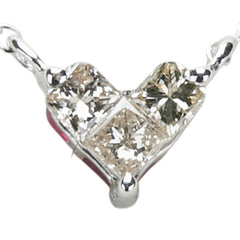 K18WG ホワイトゴールド ルビー0.15ct ダイヤ0.14ct ハート モチーフ ペンダントネックレス レディース 【中古】
