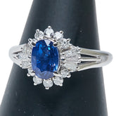 Pt900 プラチナ サファイア1.55ct ダイヤ0.38ct リング 指輪 レディース 10号 【中古】