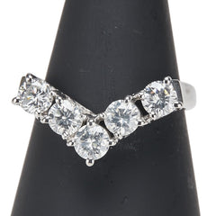 Pt850 プラチナ ダイヤ1.27ct V字 リング 指輪 レディース 14.5号 【中古】