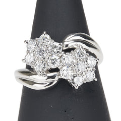 Pt900 プラチナ ダイヤ1.00ct 花 フラワー モチーフ リング 指輪 レディース 11号 【中古】