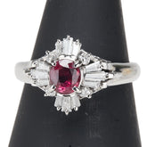 Pt900 プラチナ ルビー0.33ct ダイヤ0.53ct リング 指輪 レディース 10号 【中古】