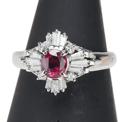 Pt900 プラチナ ルビー0.33ct ダイヤ0.53ct リング 指輪 レディース 10号 【中古】